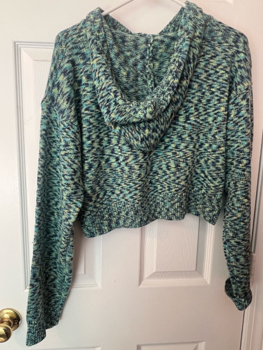 superdown Cropped Hooded Sweater in Teal Mix - Picture 2 of 6